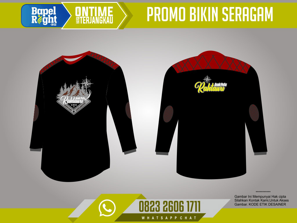 Desain Baju Pendaki Merah Maroon Hitam