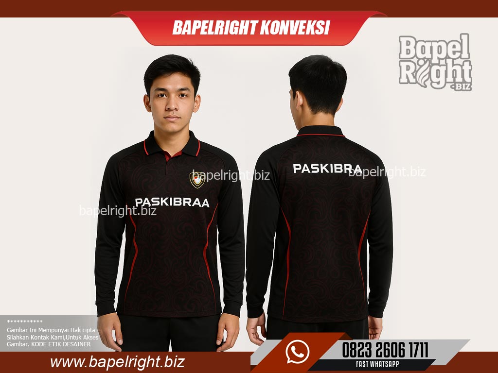Kaos Paskibra Lengan Panjang Berkerah Hitam