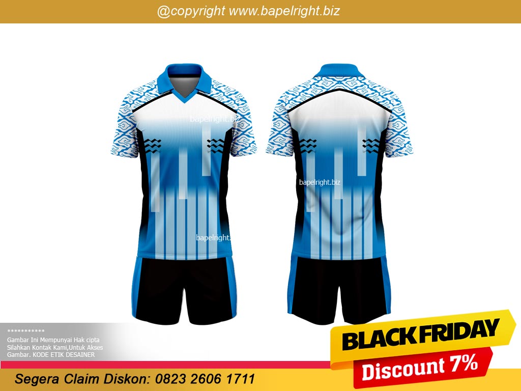 Jersey Futsal Biru Kombinasi Batik